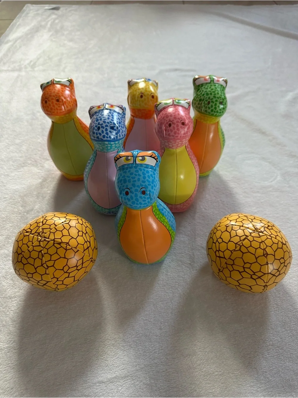 Lakeshore Baby Bowling Set Dinosaur Pins Dino Colorful Soft